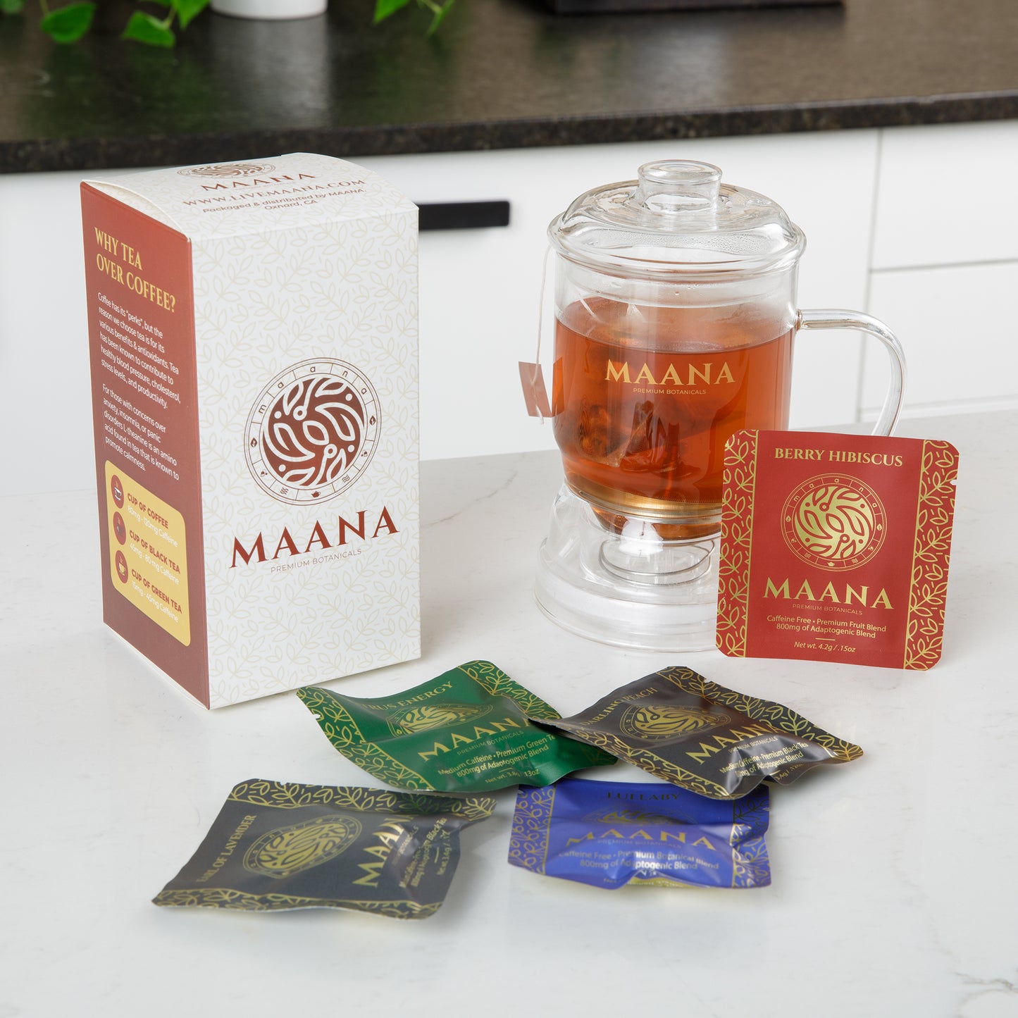 Gift Box - Glass Dispenser + Tea Selection